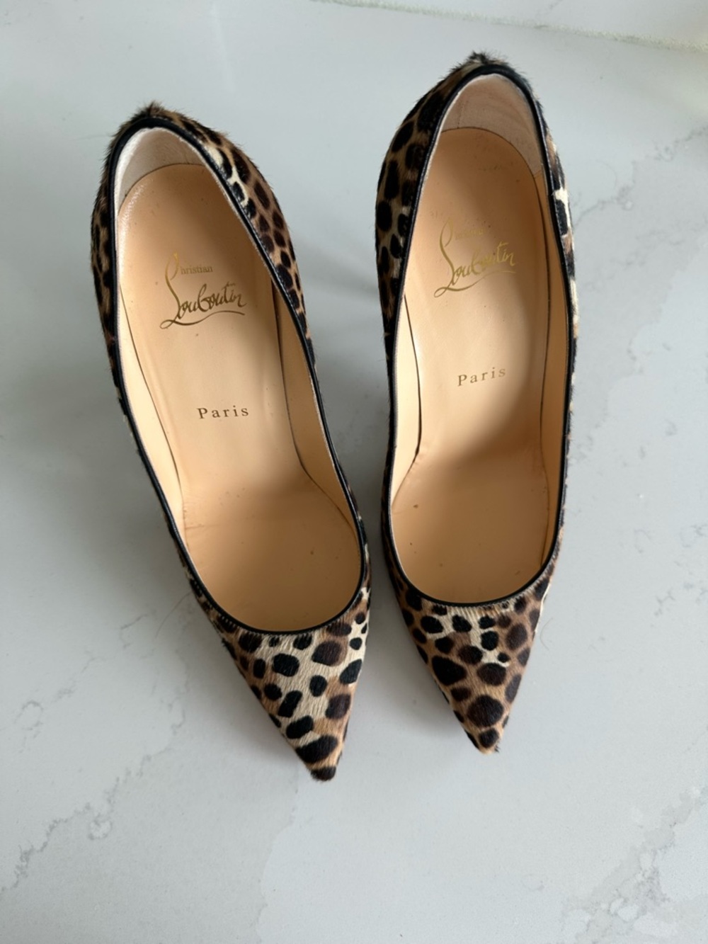 Christian Louboutin Leopard-Print Pointed Pumps in Brown and Black